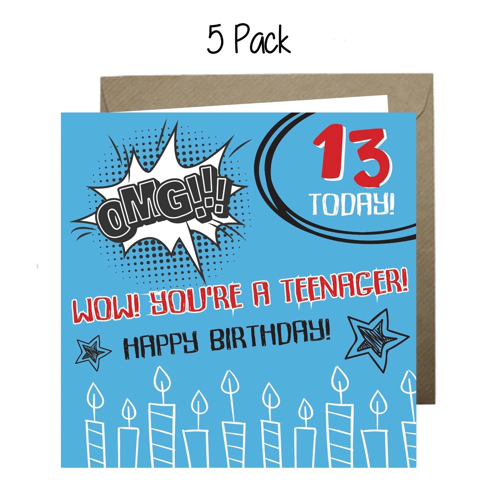 Wholesale - OMG! You're a Teenager! (Boy) - 13 Today! Greeting Cards Chasing Cards 