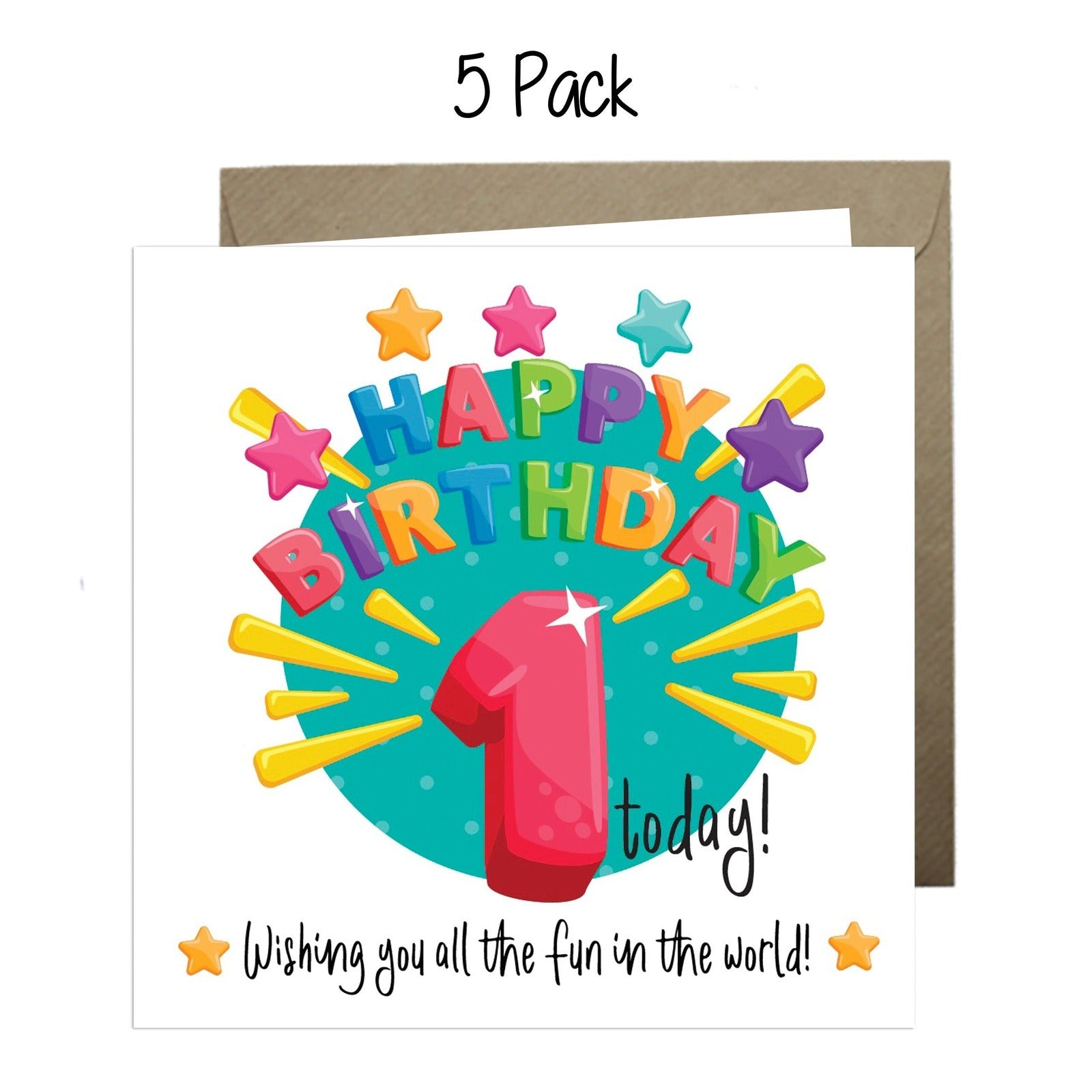 Wholesale - Happy 1st Birthday Greeting Cards Chasing Cards 