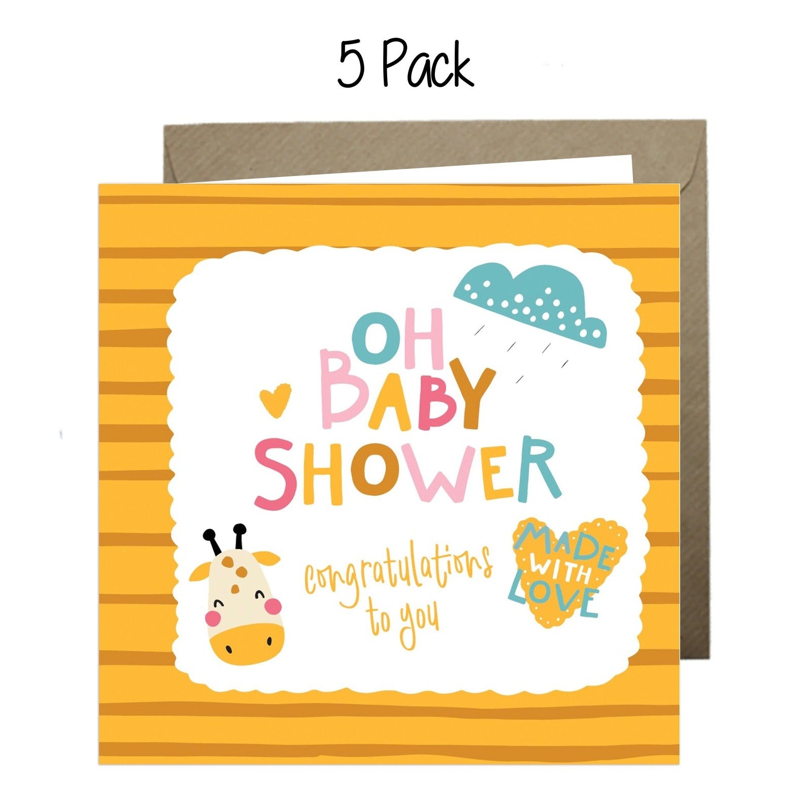 wholesale - Oh Baby Shower Greeting Cards Paper Heart 