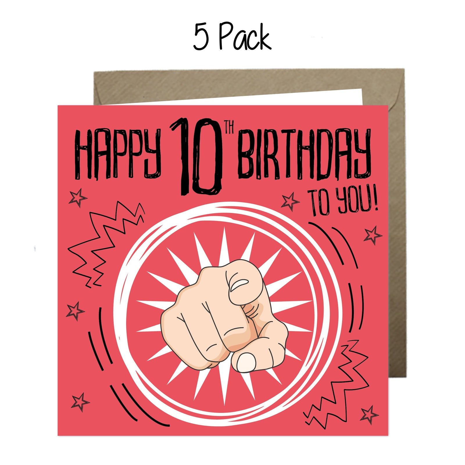 Wholesale - 'Happy 10th Birthday To You' Boomer Cards Greeting Cards Chasing Cards 