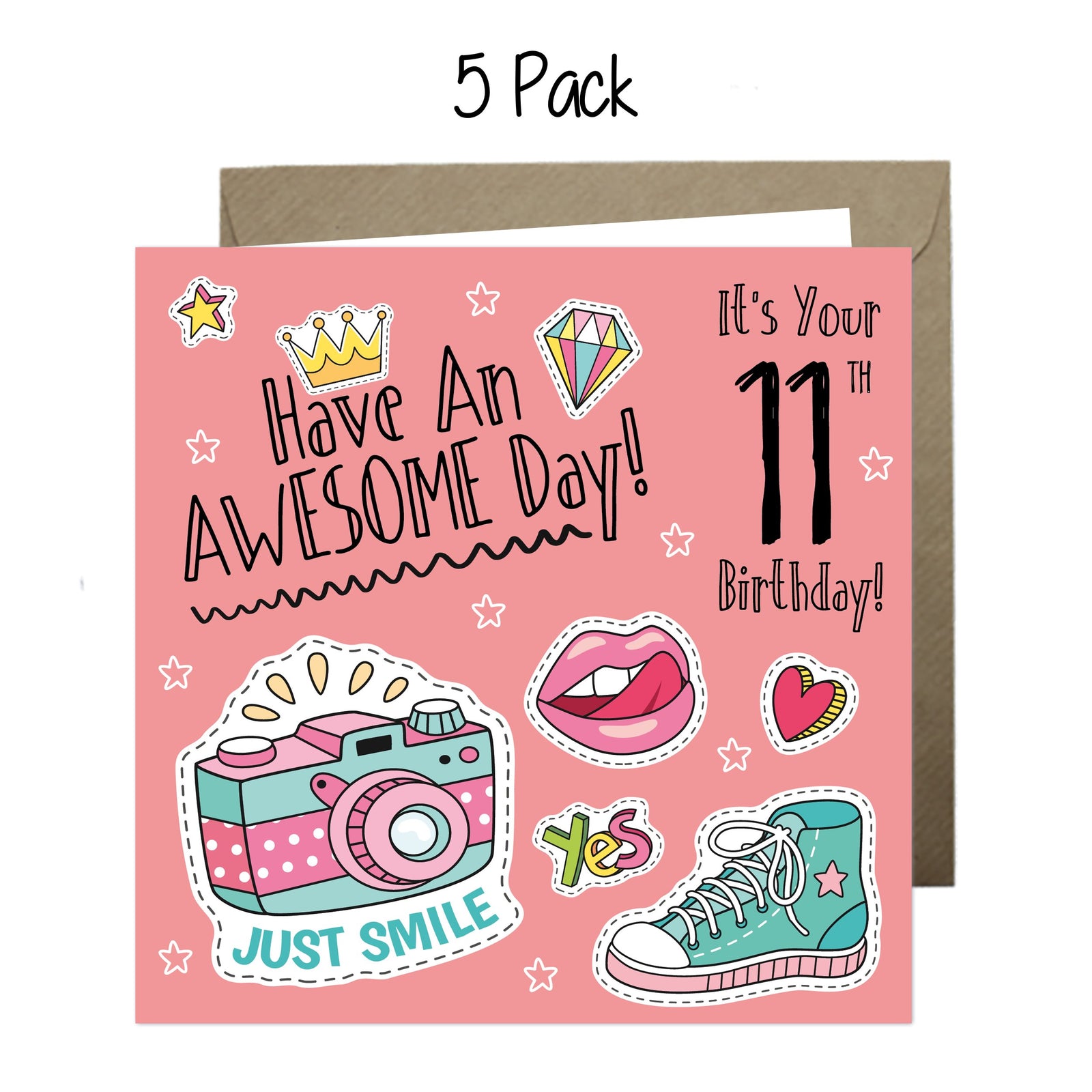 Wholesale - 'Happy 11th Birthday Have An Awesome Day' Boomer Cards Greeting Cards Chasing Cards 