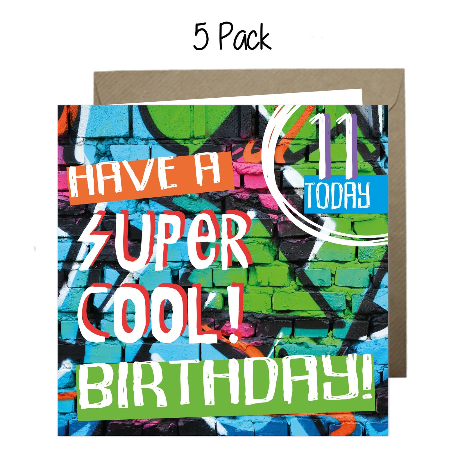 Wholesale - 'Have a Super Cool 11th Birthday' Boomer Cards Greeting Cards Chasing Cards 