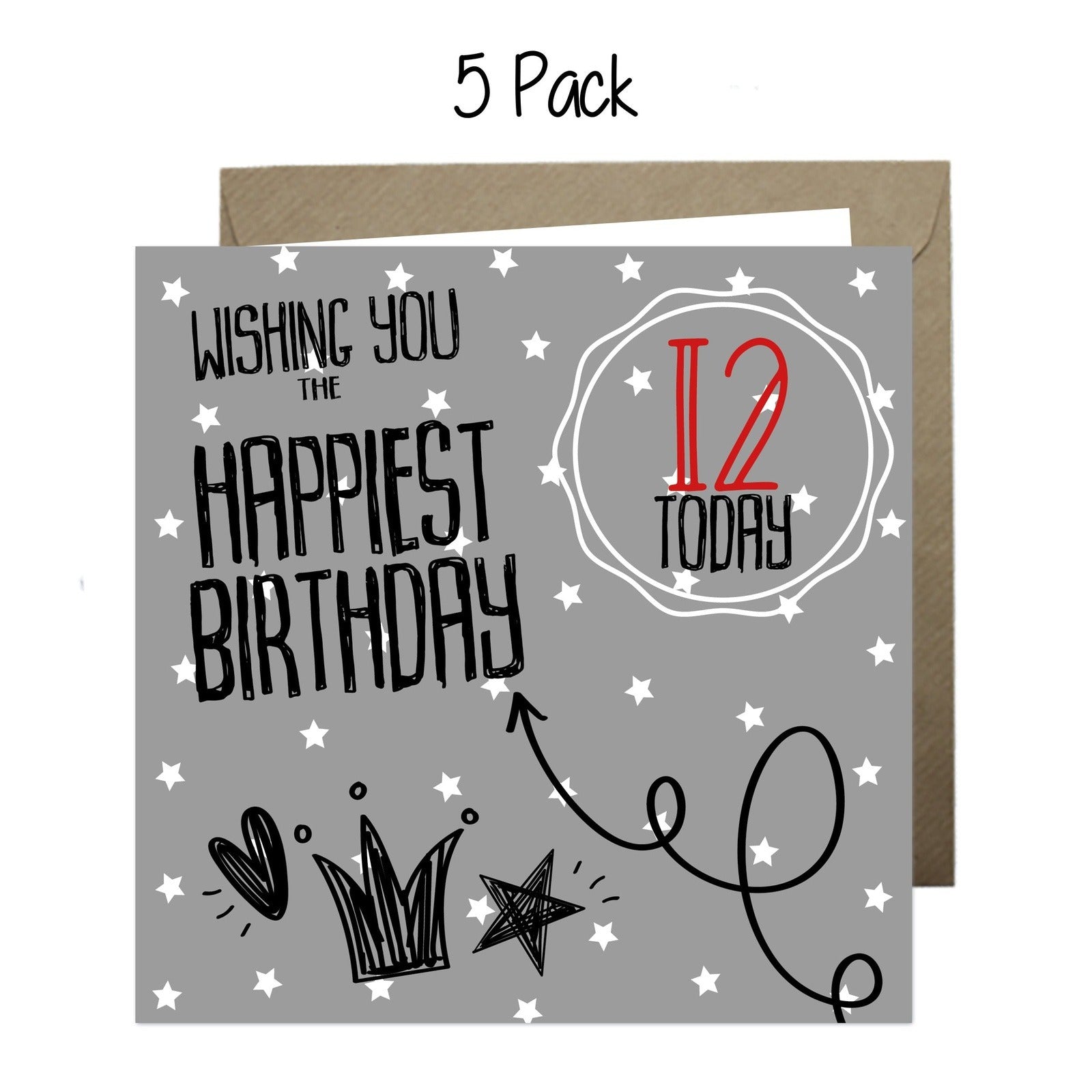 Wholesale - 'Wishing You The Happiest 12 Birthday' Boomer Cards Greeting Cards Chasing Cards 