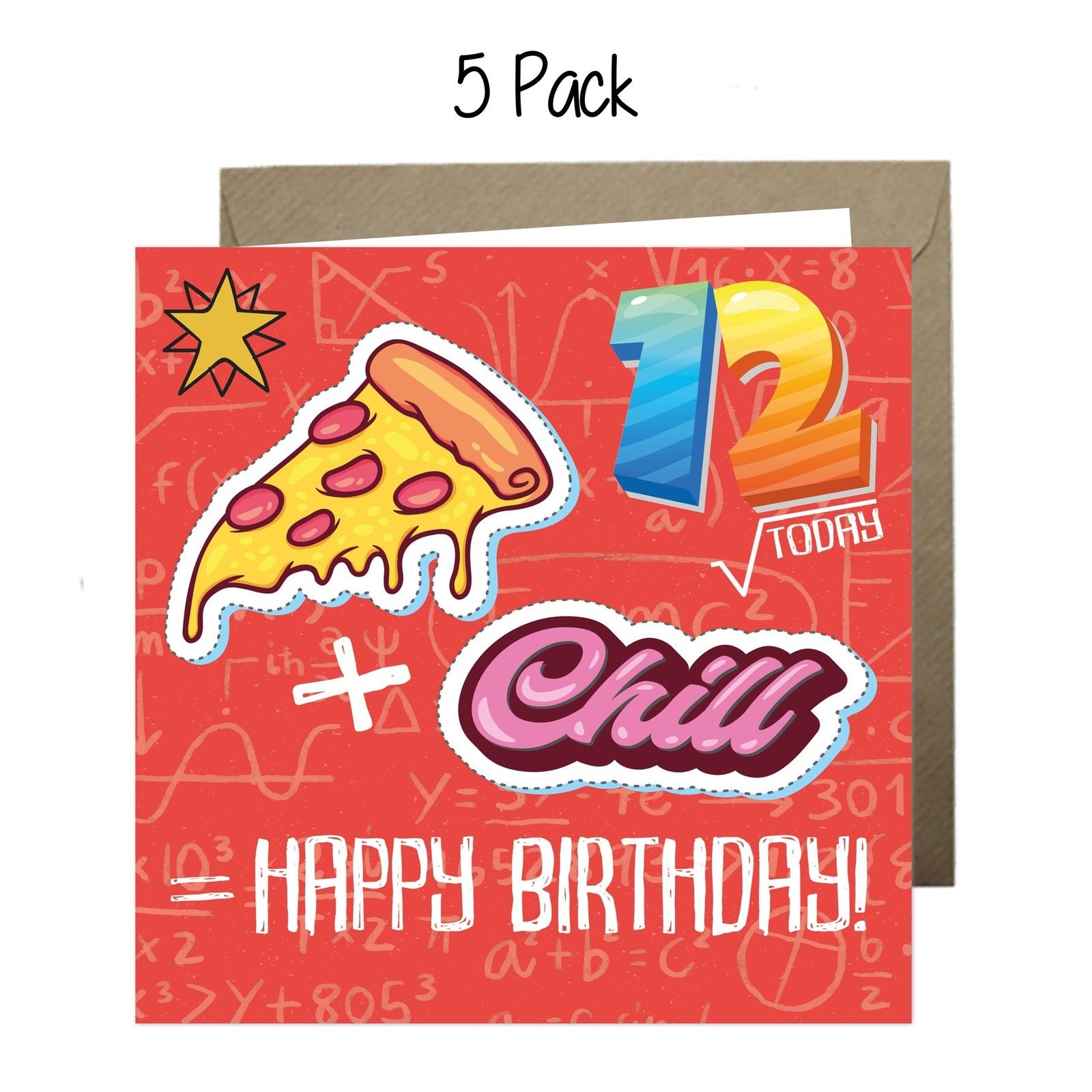 Wholesale - 'Happy 12th Birthday Pizza and Chill' Boomer Cards Greeting Cards Chasing Cards 