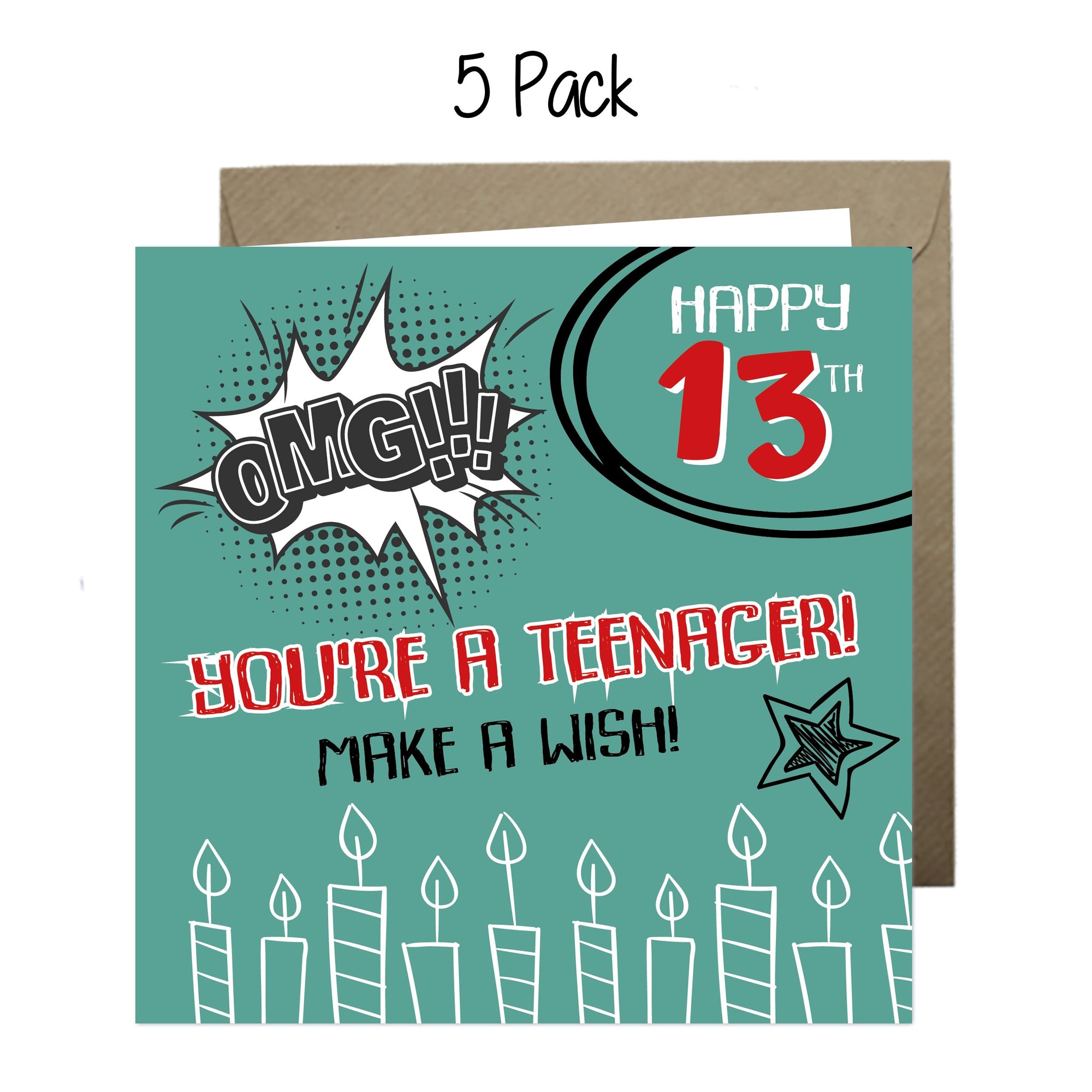 Wholesale - 'Happy 13th Birthday OMG You're A Teenager' Boomer Cards Greeting Cards Chasing Cards 