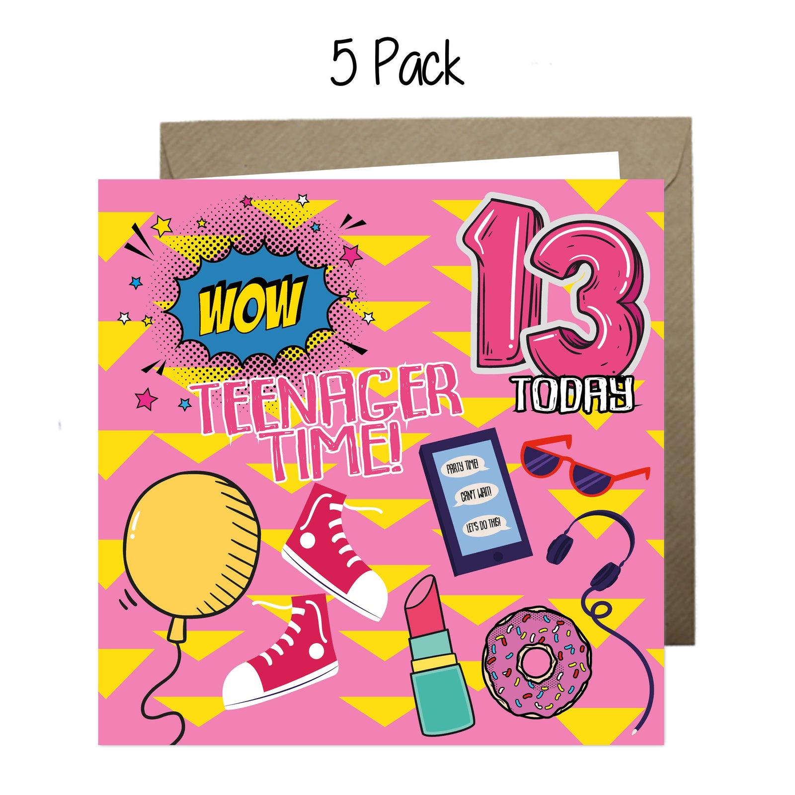 Wholesale - 'Happy 13th Birthday Wow Teenager Time' Boomer Cards Greeting Cards Chasing Cards 