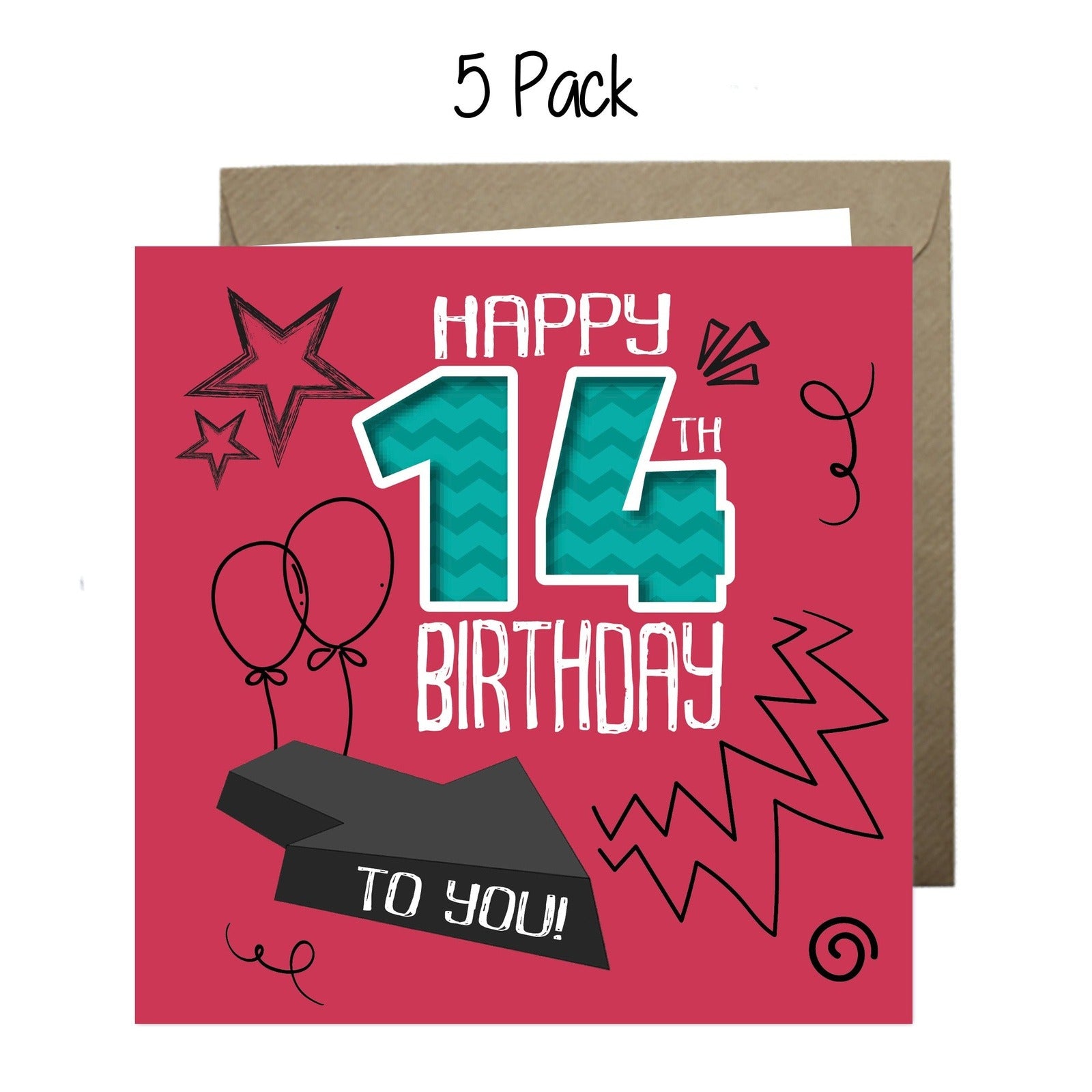 Wholesale - 'Happy 14th Birthday To You' Boomer Cards Greeting Cards Chasing Cards 
