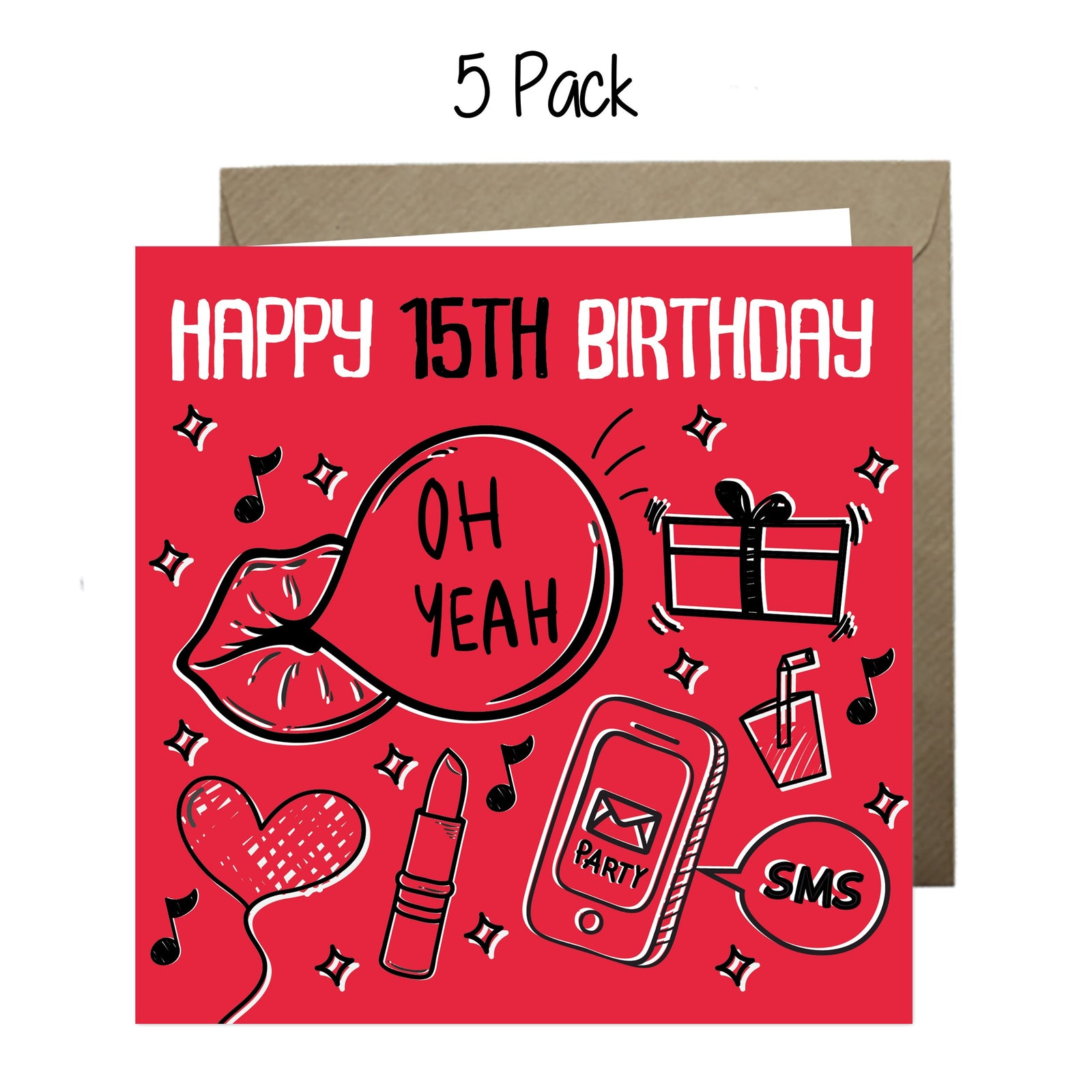 Wholesale - 'Oh Yeah Happy 15th Birthday' Boomer Cards Greeting Cards Chasing Cards 