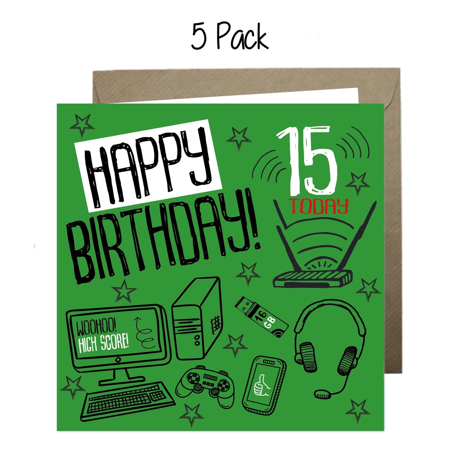 Wholesale - 'Happy 15th Birthday Wi-Fi' Boomer Cards Greeting Cards Chasing Cards 