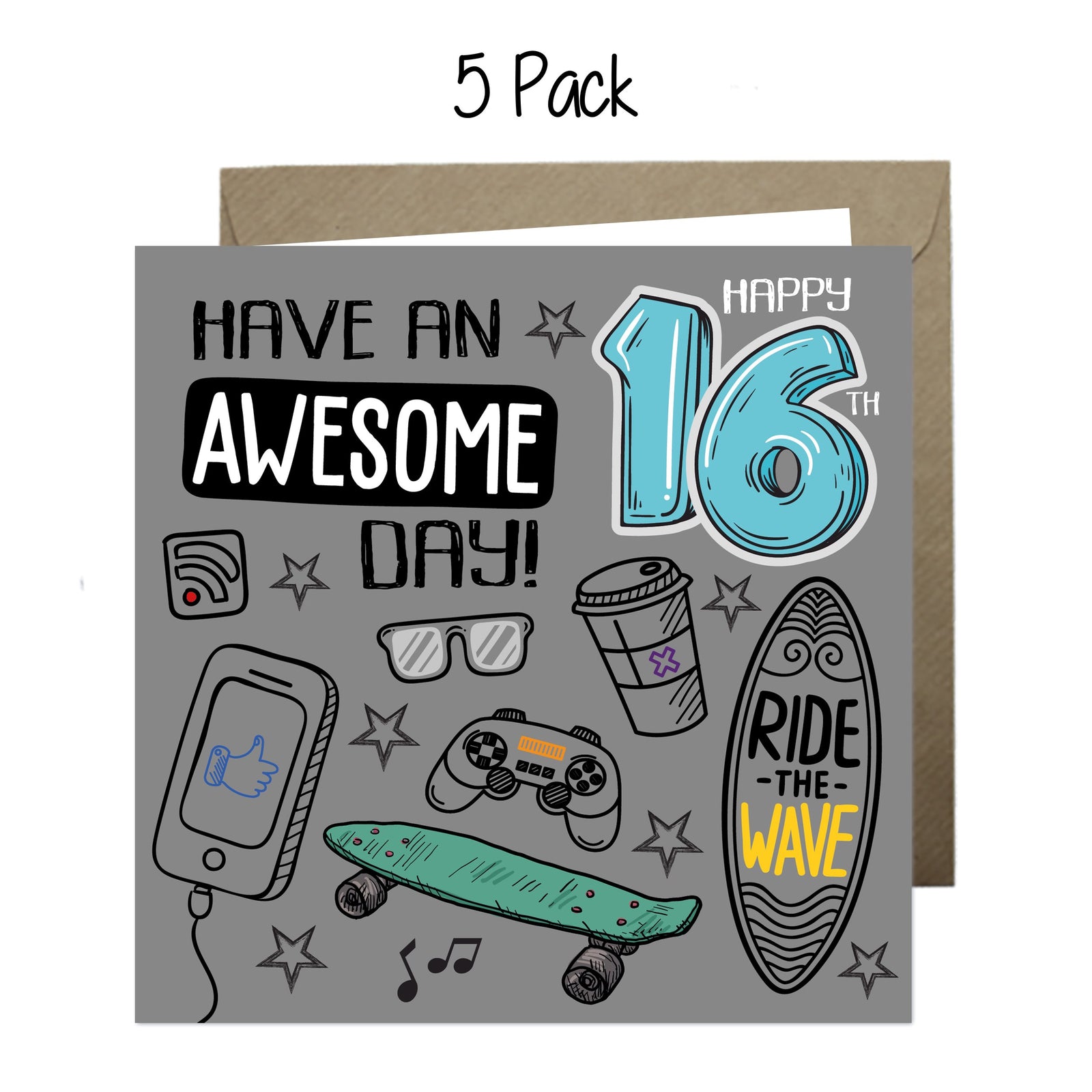 Wholesale - 'Happy 16th Birthday Have An Awesome Day' Boomer Cards Greeting Cards Chasing Cards 