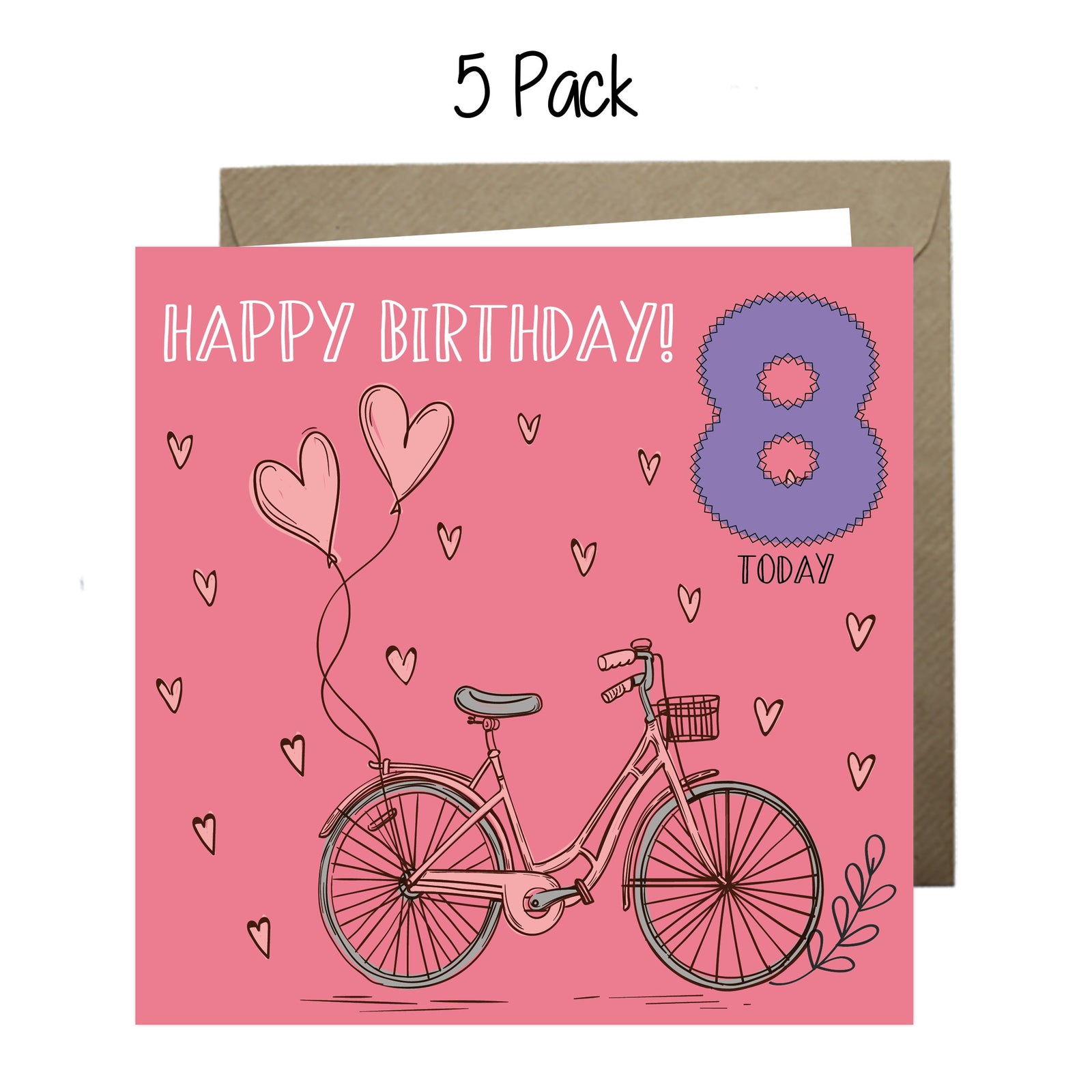Wholesale - 'Happy 8th Birthday Bike Ride' Boomer Cards Greeting Cards Chasing Cards 