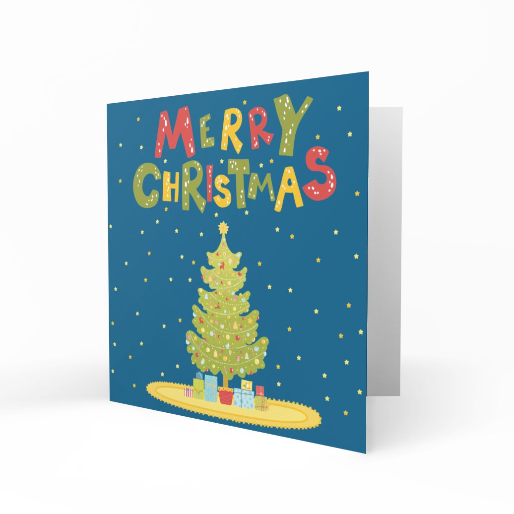 Wholesale - Merry Christmas Tree Greeting Cards Chasing Cards 