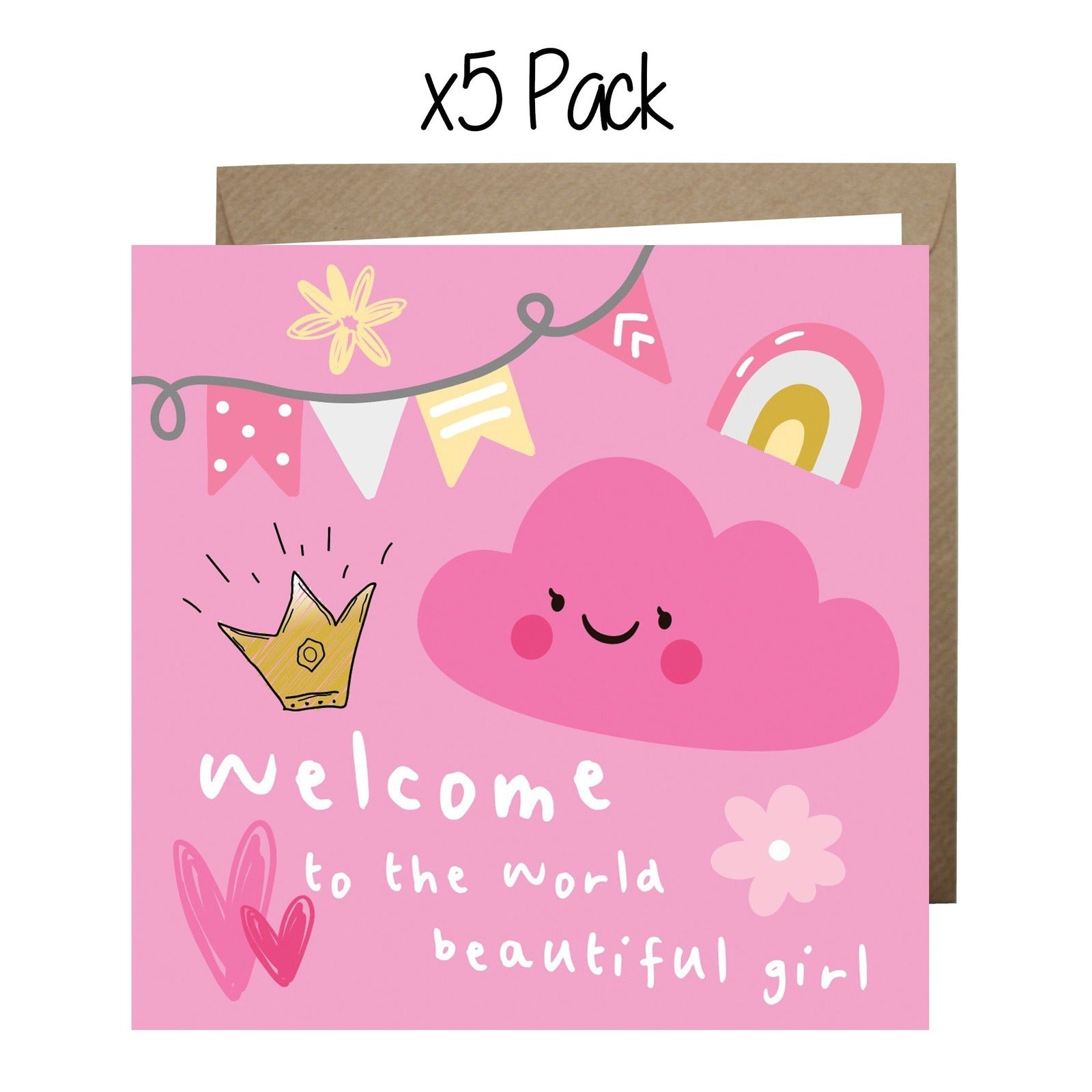 Wholesale - 'Welcome to The World Beautiful Girl' Paper Hearts Card Greeting Cards Paper Heart 