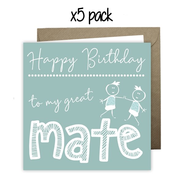 Wholesale - 'To My Great Mate' Happy Doodle Card Greeting Cards Happy Doodle 