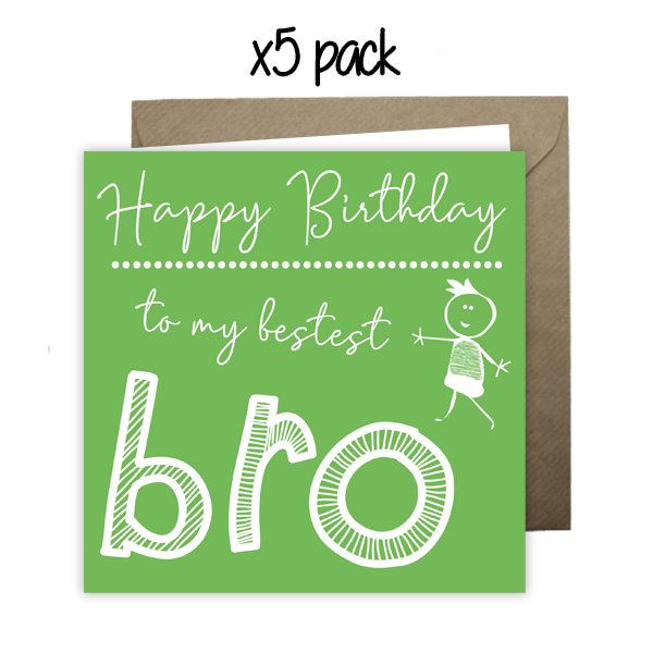 Wholesale - 'To My Bestest Bro' Happy Doodle Card Greeting Cards Happy Doodle 