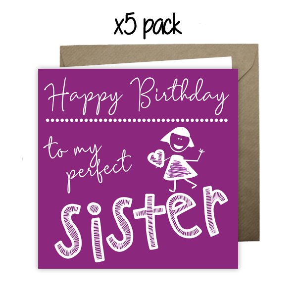 Wholesale - 'To My Perfect Sister' Happy Doodle Card Greeting Cards Happy Doodle 