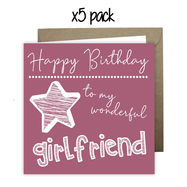 Wholesale - 'To My Wonderful Girlfriend' Happy Doodle Card Greeting Cards Happy Doodle 
