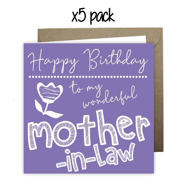 Wholesale - 'To My Wonderful Mother-In-Law' Happy Doodle Card Greeting Cards Happy Doodle 