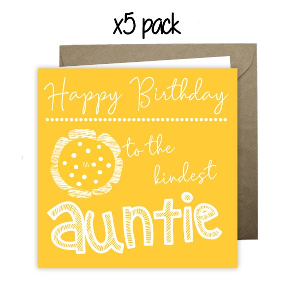 Wholesale - 'To The Kindest Auntie' Happy Doodle Card Greeting Cards Happy Doodle 