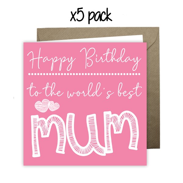 Wholesale - 'To The World's Best Mum' Happy Doodle Card Greeting Cards Happy Doodle 