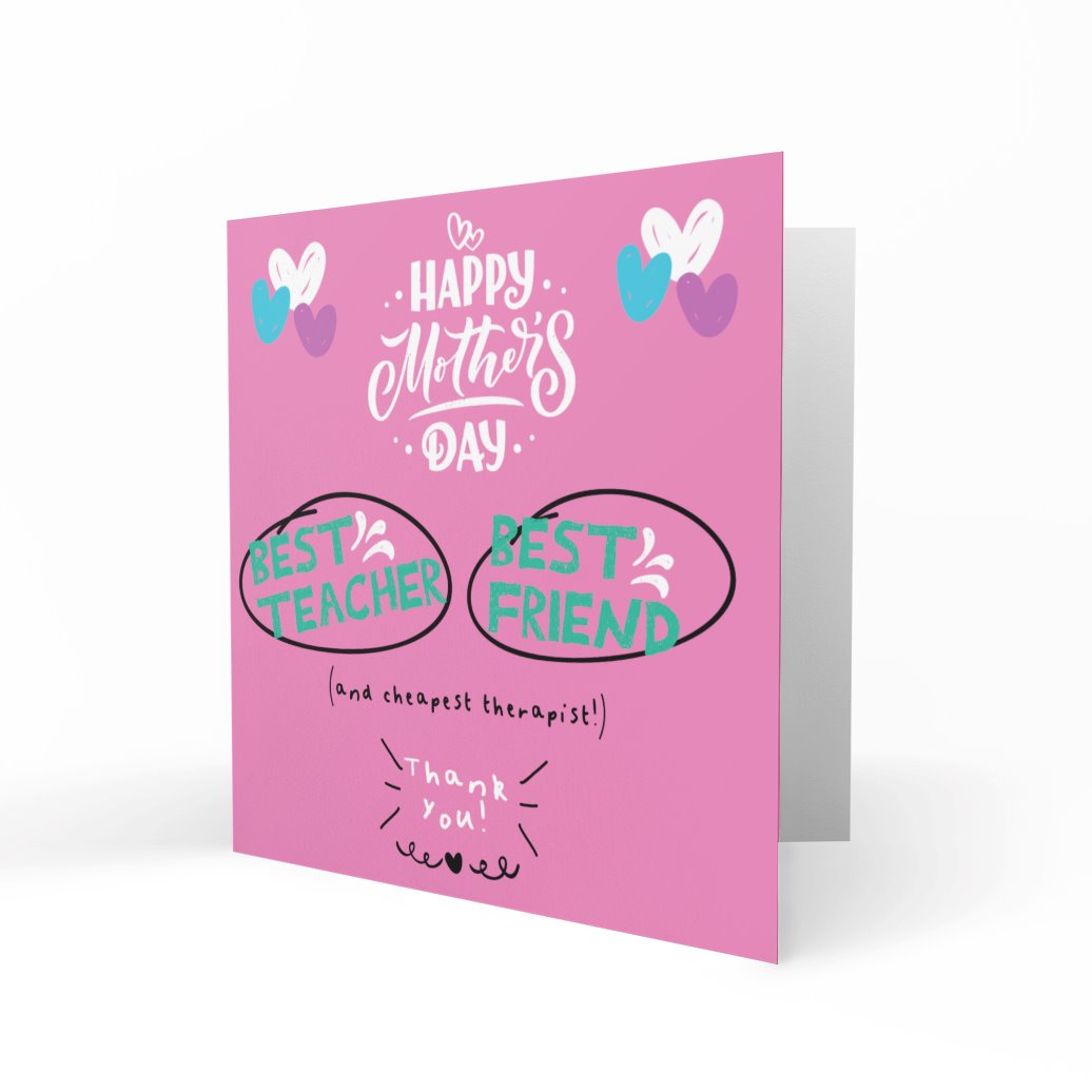 'Best Teacher, Best Friend, Cheapest Therapist' Greeting Cards Chasing Cards 